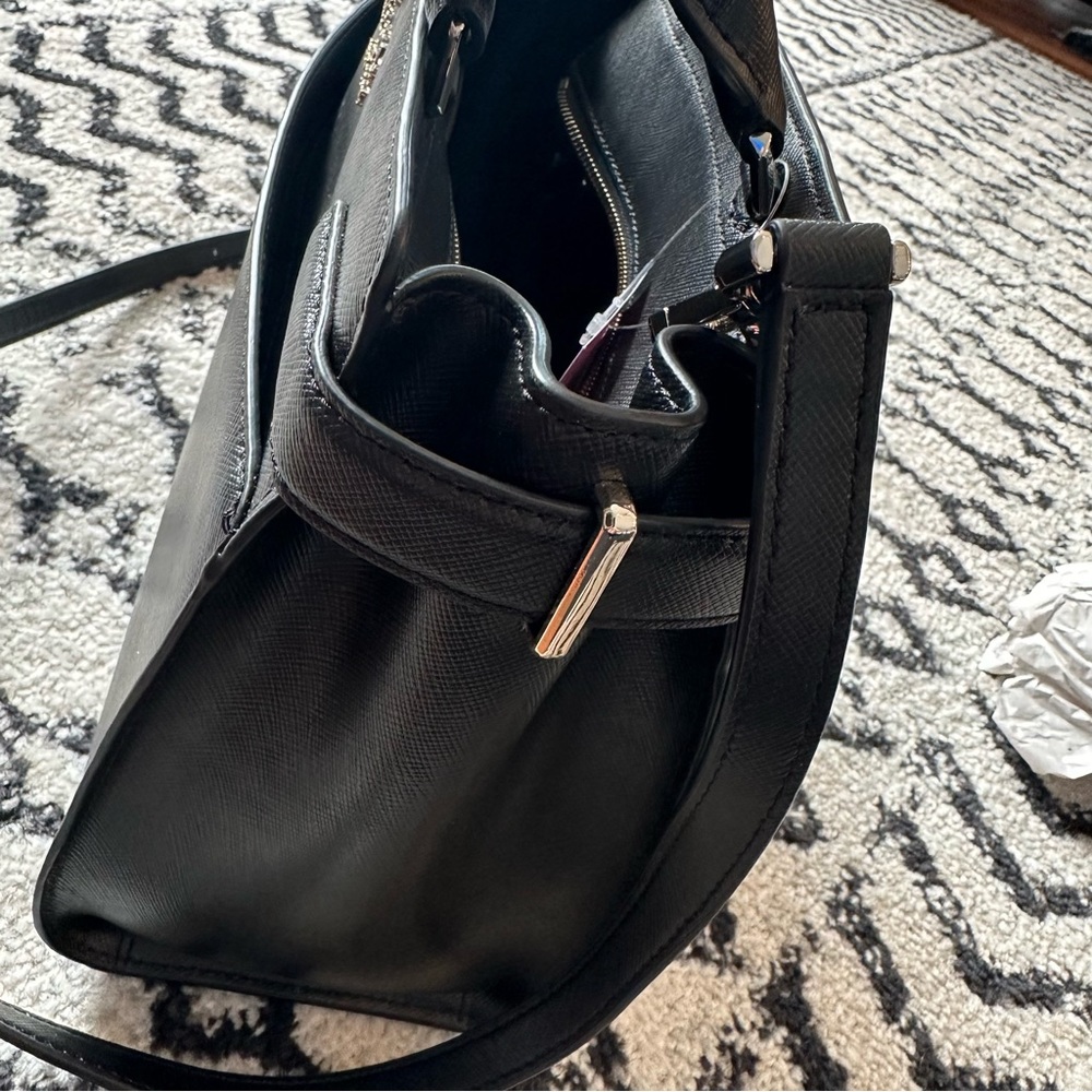 NWT Kate Spade New York Staci Black Medium Satchel Saffiano Leather Crosssbody - Picture 8 of 16